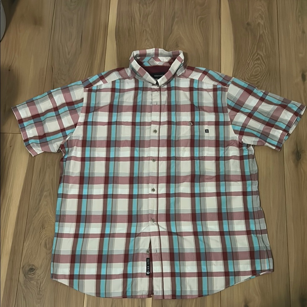 Marmot Red and Blue Casual Button Down Shirt